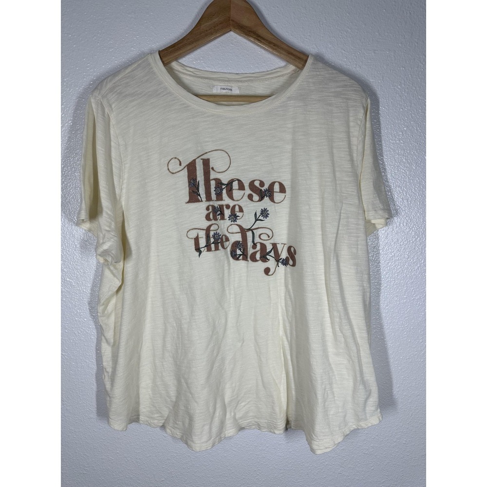 Maurices Shirt Womens Large Ivory Graphic These Are The Days Floral Modal Blend